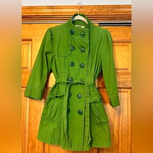 Tullette| Trench Coat With Belt Green Womens Size L